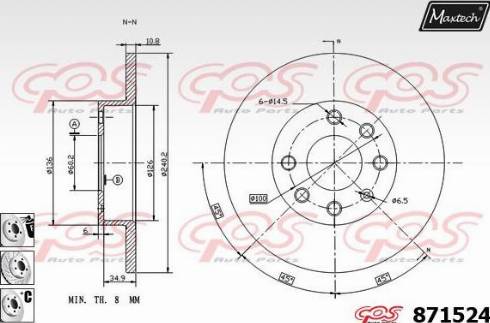 Maxtech 871524.6880 - Спирачен диск vvparts.bg