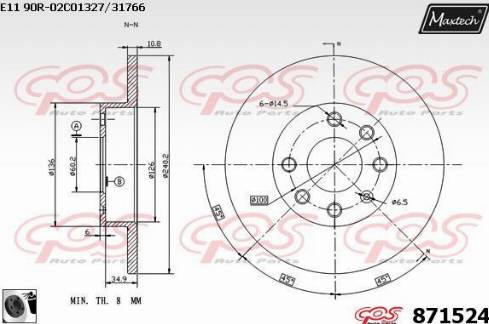 Maxtech 871524.0060 - Спирачен диск vvparts.bg