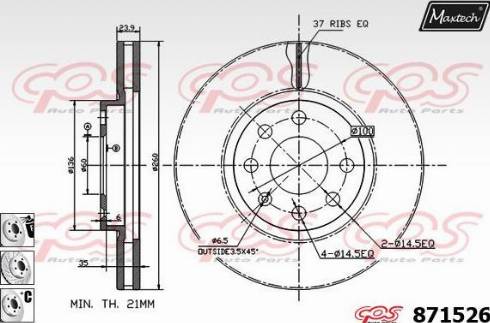 Maxtech 871526.6980 - Спирачен диск vvparts.bg