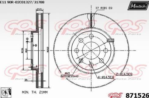 Maxtech 871526.0080 - Спирачен диск vvparts.bg