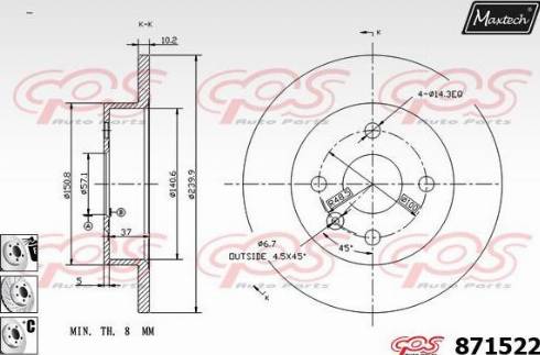 Maxtech 871522.6980 - Спирачен диск vvparts.bg