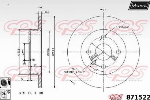 Maxtech 871522.6060 - Спирачен диск vvparts.bg