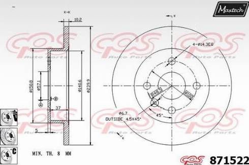 Maxtech 871522.6880 - Спирачен диск vvparts.bg