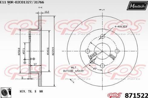 Maxtech 871522.0060 - Спирачен диск vvparts.bg