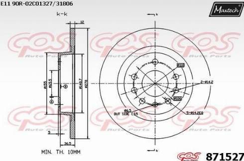 Maxtech 871527.0000 - Спирачен диск vvparts.bg