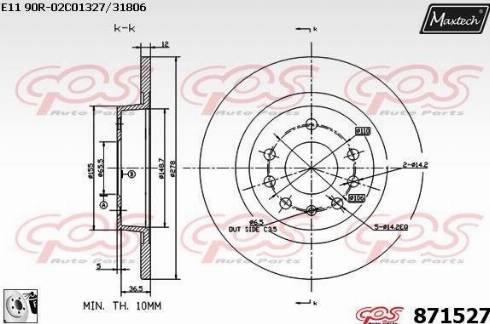 Maxtech 871527.0080 - Спирачен диск vvparts.bg