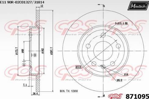 Maxtech 871095.0000 - Спирачен диск vvparts.bg