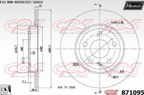 Maxtech 871095.0080 - Спирачен диск vvparts.bg