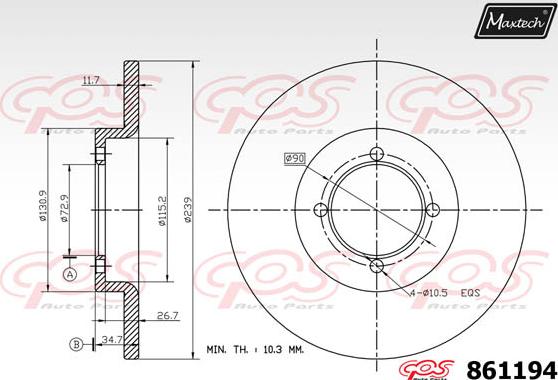 Maxtech 871095 - Спирачен диск vvparts.bg