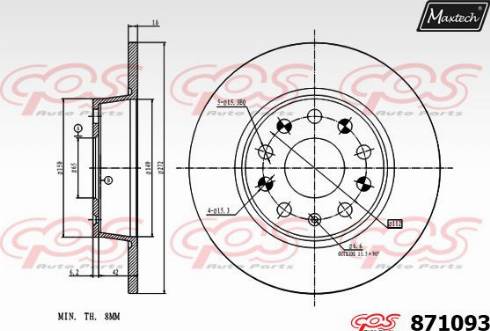 Maxtech 871093.0000 - Спирачен диск vvparts.bg