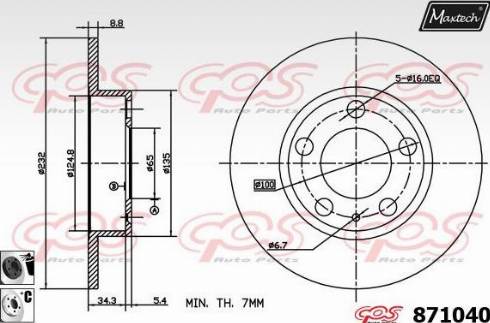 Maxtech 871040.6060 - Спирачен диск vvparts.bg