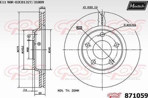 Maxtech 871059.0000 - Спирачен диск vvparts.bg