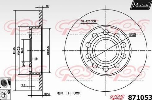 Maxtech 871053.6060 - Спирачен диск vvparts.bg