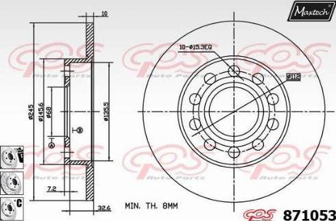 Maxtech 871053.6880 - Спирачен диск vvparts.bg