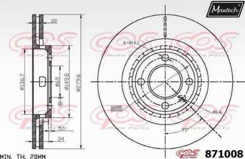 Maxtech 871008.0000 - Спирачен диск vvparts.bg