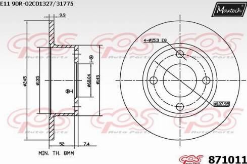 Maxtech 871011.0000 - Спирачен диск vvparts.bg