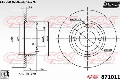 Maxtech 871011.0080 - Спирачен диск vvparts.bg