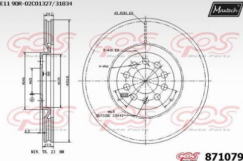 Maxtech 871079.0000 - Спирачен диск vvparts.bg