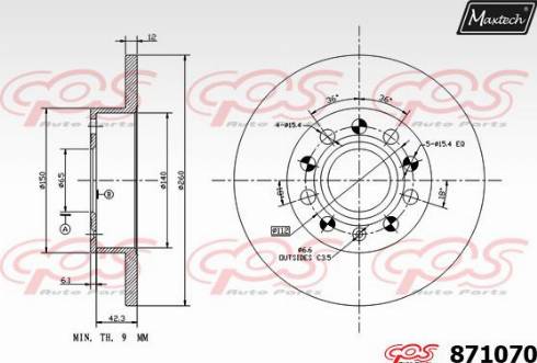 Maxtech 871070.0000 - Спирачен диск vvparts.bg