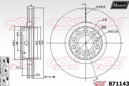 Maxtech 871143.6880 - Спирачен диск vvparts.bg