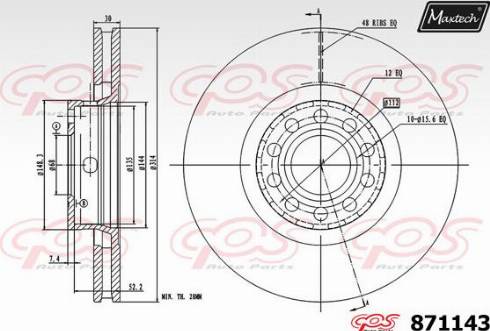 Maxtech 871143.0000 - Спирачен диск vvparts.bg