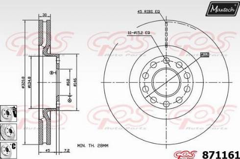 Maxtech 871161.6880 - Спирачен диск vvparts.bg