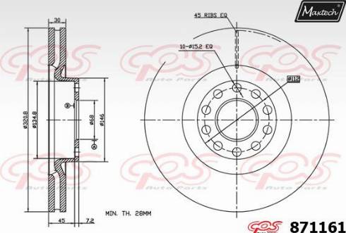 Maxtech 871161.0000 - Спирачен диск vvparts.bg