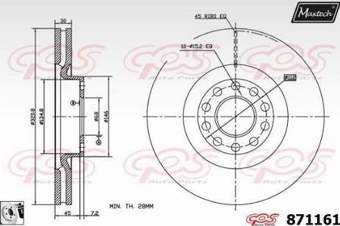 Maxtech 871161.0080 - Спирачен диск vvparts.bg