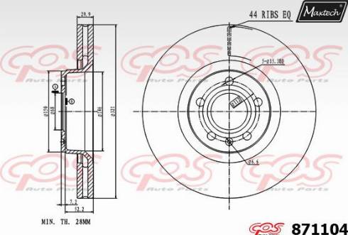 Maxtech 871104.0000 - Спирачен диск vvparts.bg