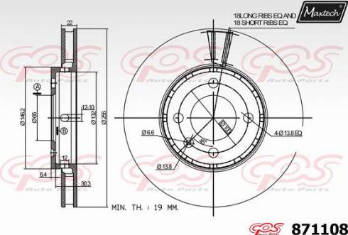 Maxtech 871108.0000 - Спирачен диск vvparts.bg