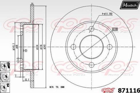 Maxtech 871116.6980 - Спирачен диск vvparts.bg