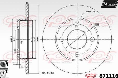 Maxtech 871116.6060 - Спирачен диск vvparts.bg