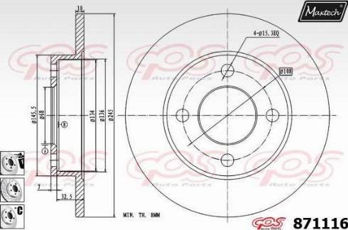 Maxtech 871116.6880 - Спирачен диск vvparts.bg