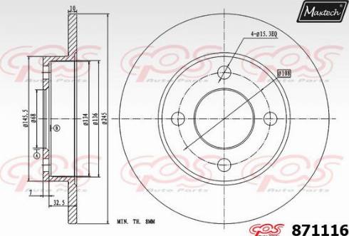 Maxtech 871116.0000 - Спирачен диск vvparts.bg