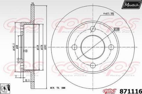 Maxtech 871116.0080 - Спирачен диск vvparts.bg