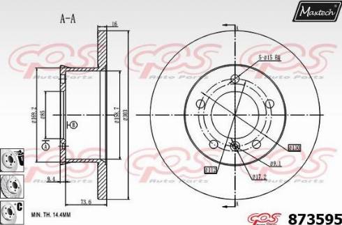 Maxtech 873595.6880 - Спирачен диск vvparts.bg