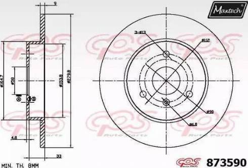 Maxtech 873590.0000 - Спирачен диск vvparts.bg