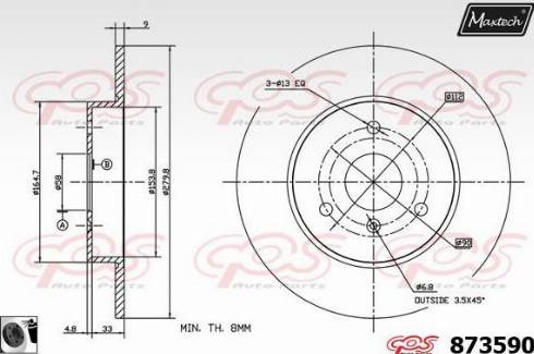 Maxtech 873590.0060 - Спирачен диск vvparts.bg