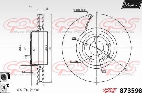 Maxtech 873598.6060 - Спирачен диск vvparts.bg