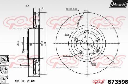 Maxtech 873598.6880 - Спирачен диск vvparts.bg