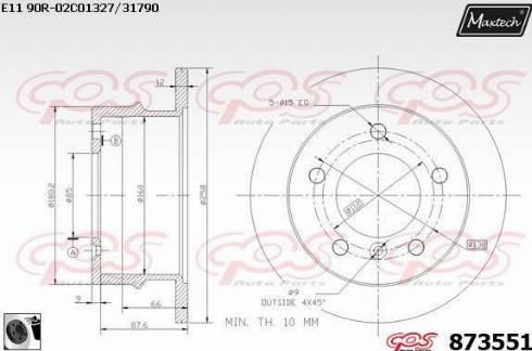 Maxtech 873551.0060 - Спирачен диск vvparts.bg