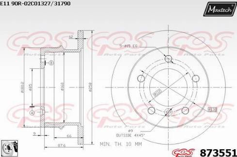 Maxtech 873551.0080 - Спирачен диск vvparts.bg