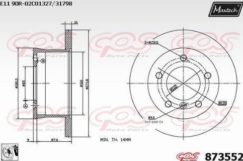 Maxtech 873552.0080 - Спирачен диск vvparts.bg