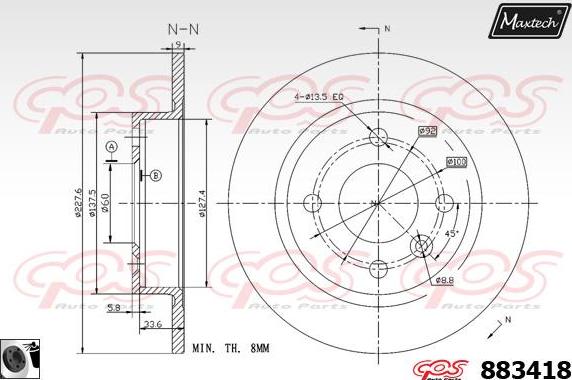 Maxtech 873561 - Спирачен диск vvparts.bg