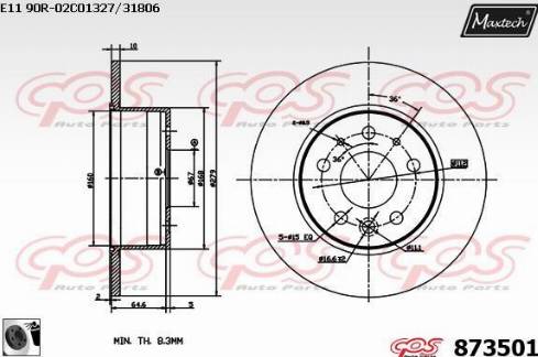 Maxtech 873501.0060 - Спирачен диск vvparts.bg