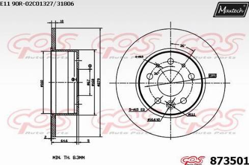 Maxtech 873501.0000 - Спирачен диск vvparts.bg