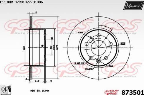 Maxtech 873501.0080 - Спирачен диск vvparts.bg