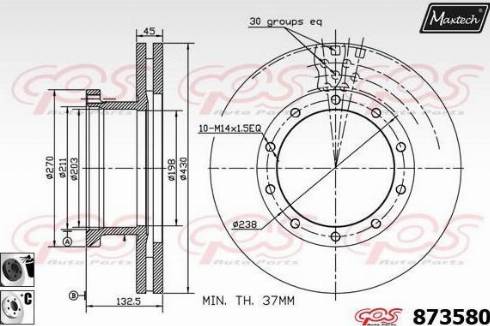 Maxtech 873580.6060 - Спирачен диск vvparts.bg