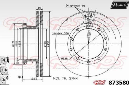 Maxtech 873580.6880 - Спирачен диск vvparts.bg