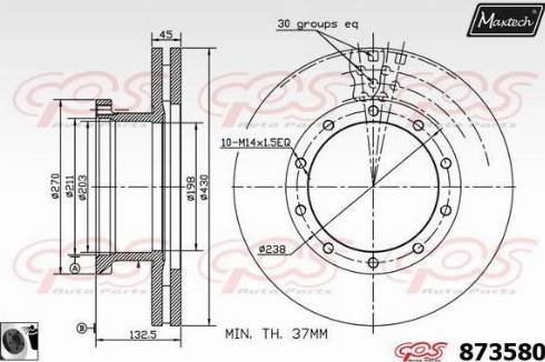 Maxtech 873580.0060 - Спирачен диск vvparts.bg